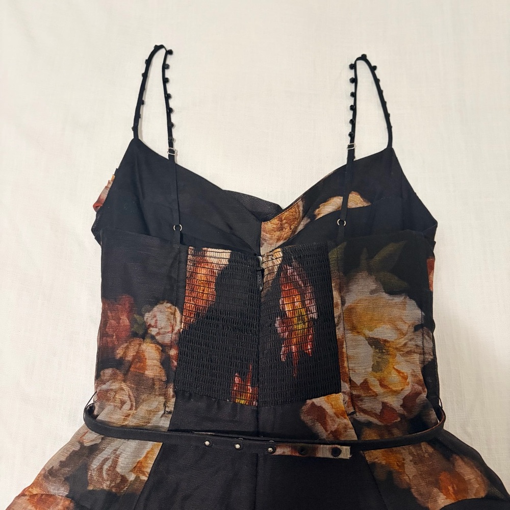 Zimmermann Black Floral Twist Front Midi Dress *see flaws - Picture 8 of 12